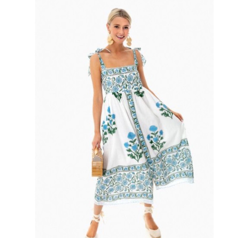 Juliet Dunn Exclusive White Poppy Tie Shoulder Dress